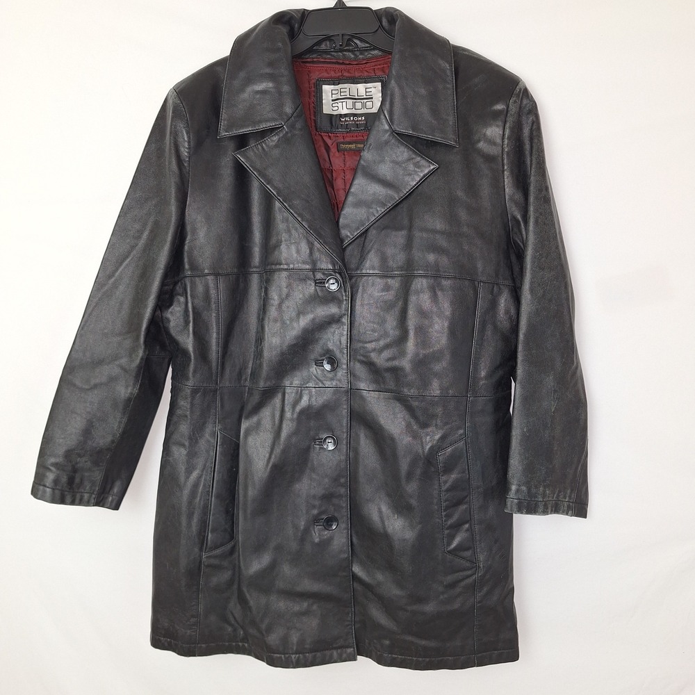 Y2K Vintage VTG Retro Whimsigoth Grunge Pelle Studio Wilsons Leather Coat Jacket